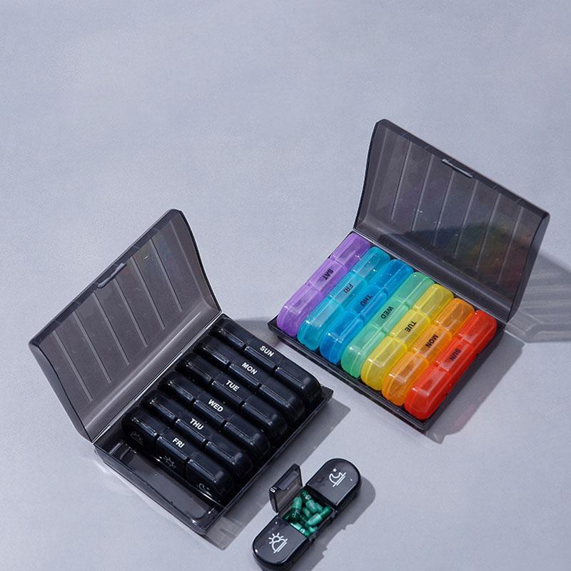 Scatola Portatile per Conservazione Medicine Settimanale Mattina Sera per Portapillole Contenitore Compresse Strumento per la Cura della Salute per Portapillole