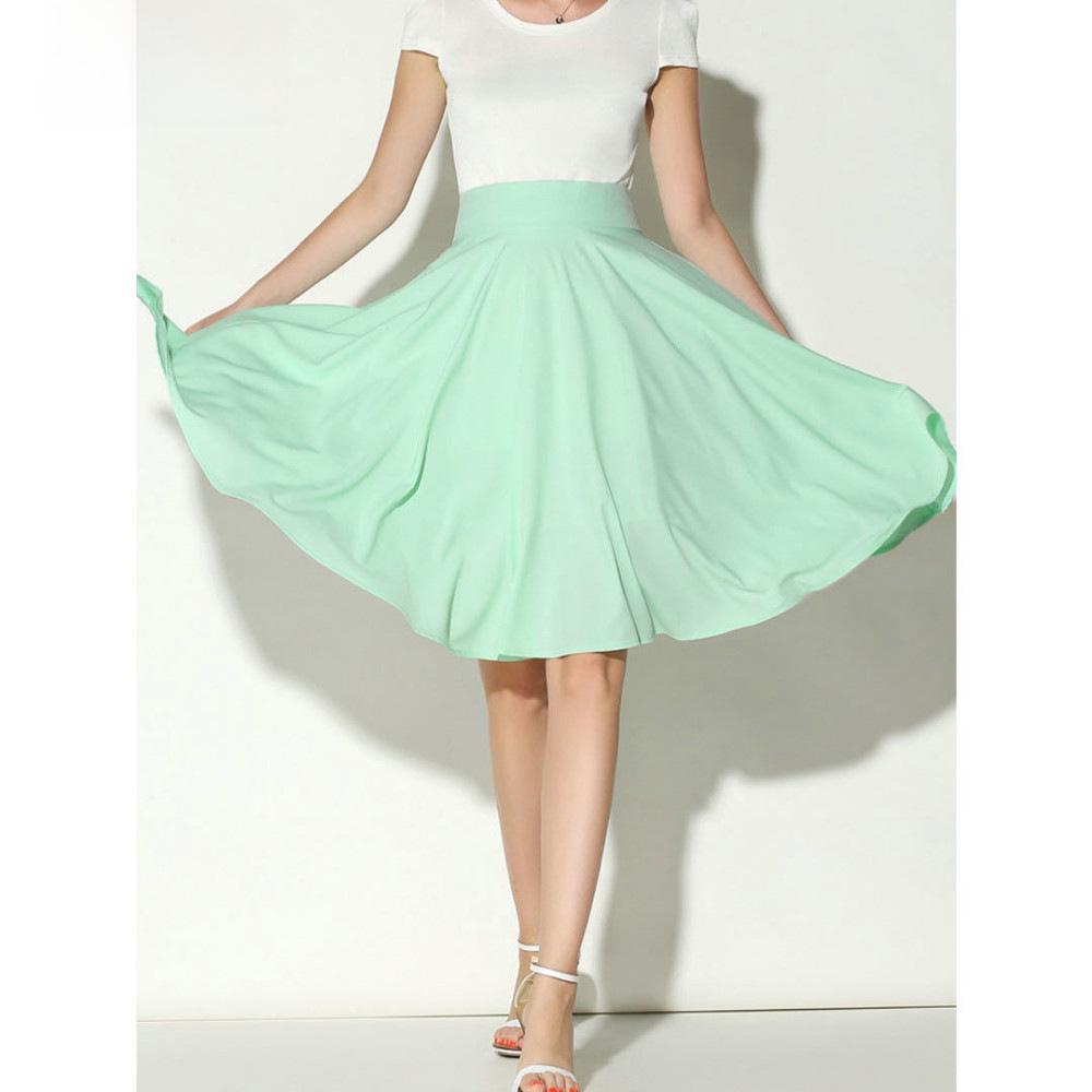 2018 Bohemian High Waist Midi Skate Dress Skirt