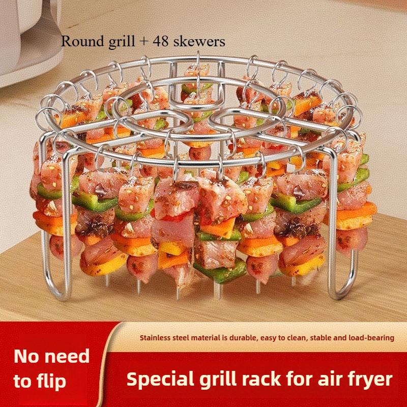 1Set Stainless Steel Grill &Skewers,24/36/48 Pcs Needle,BBQ Set, Air Fryer,Oven,Grill,Skewers,grill Accesories Kitchen Tools
