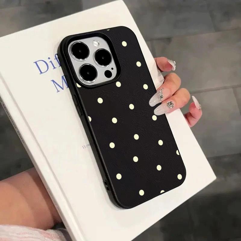Full Screen White Polka Dots Phone Case for Samsung Galaxy A56 A36 A16 A06 A55 A35 A15 A54 S25 FE S24 S23 S22 Ultra Plus5G Cover