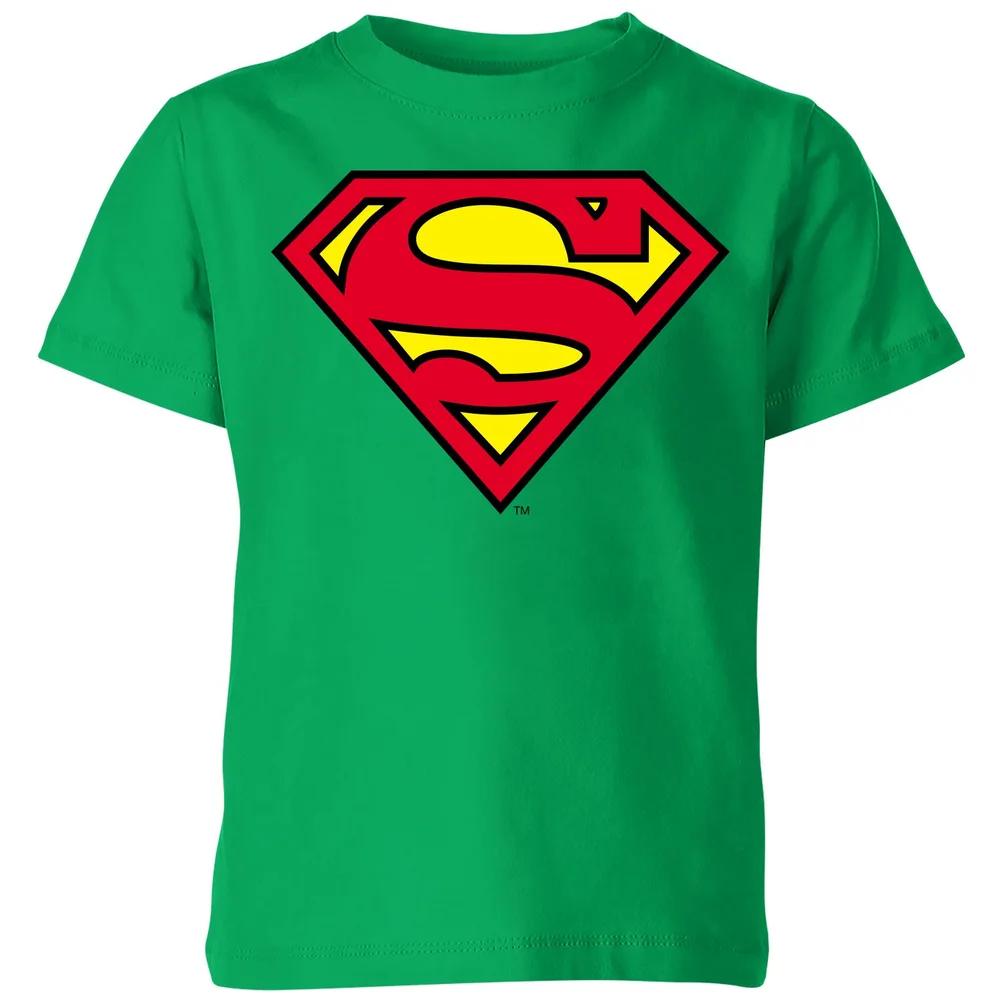 Official Superman Shield Kids T-Shirt - Green - 3-4 Years 100