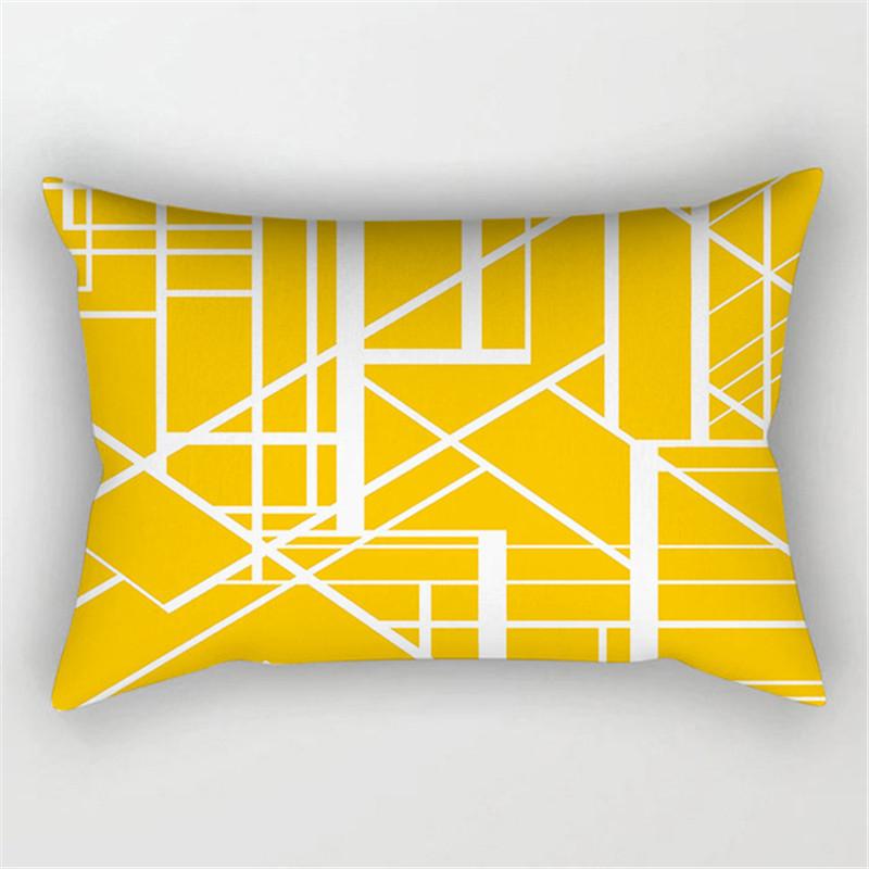 XUNYU Rectangular Polyester Print Pillowcase Yellow Geometry Home Cushion Cover Waist Pillowcase Car Chair Pillow Cover CE02