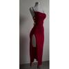 Sexy Backless Lace Up Split High Waist Slim Long Suspender Party Dress For Women