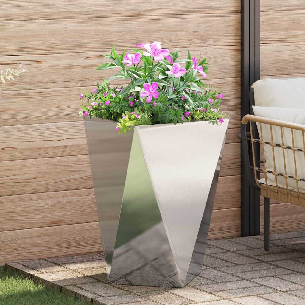 Plant Pot Silver 50 X 50 X 75 Cm Stainless Steel