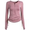 Color Discount 190804 Fashion Drawstring Long Sleeve Yoga Wear Casual Slim Fit and Quick-Drying Running Sports Workout Clothes for Women