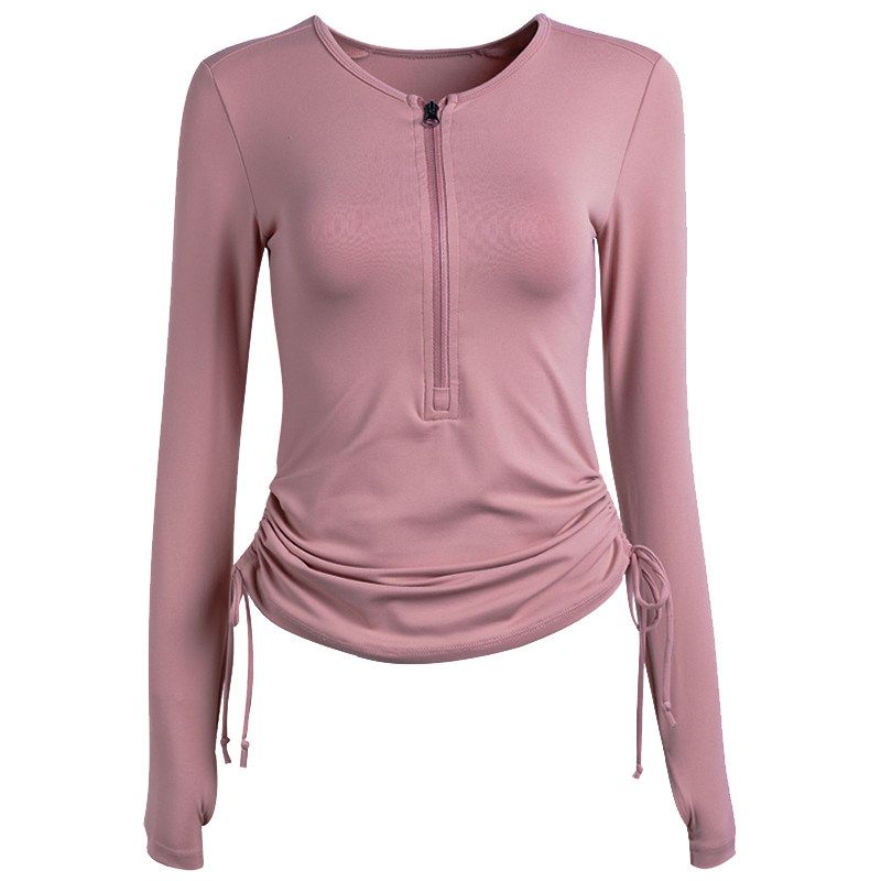 Color Discount 190804 Fashion Drawstring Long Sleeve Yoga Wear Casual Slim Fit and Quick-Drying Running Sports Workout Clothes for Women