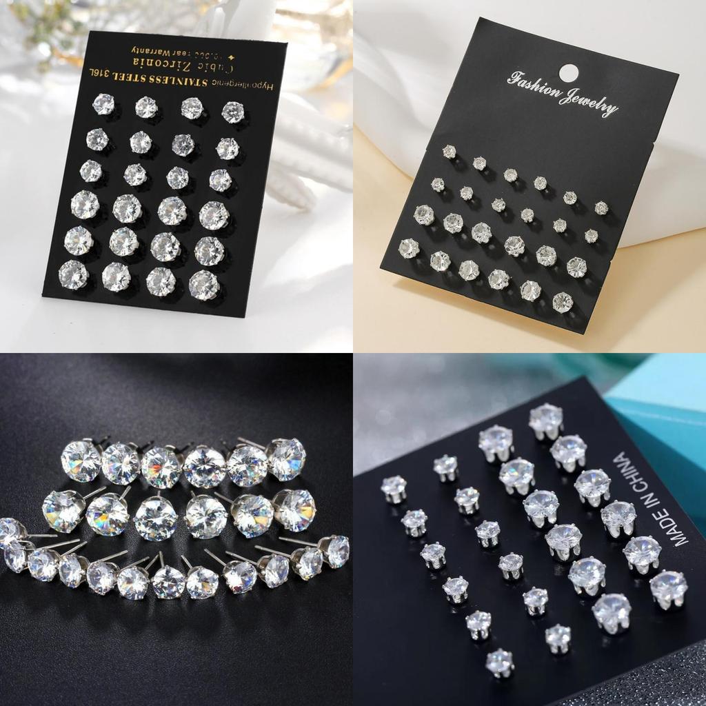 Water Crystal Jewelry Mini Stud Earrings With Microset For Womens Gift