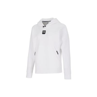 Under Armour Sudadera con capucha para mujer FW22 color sólido estampado de logo pequeño blanco 1374117-100