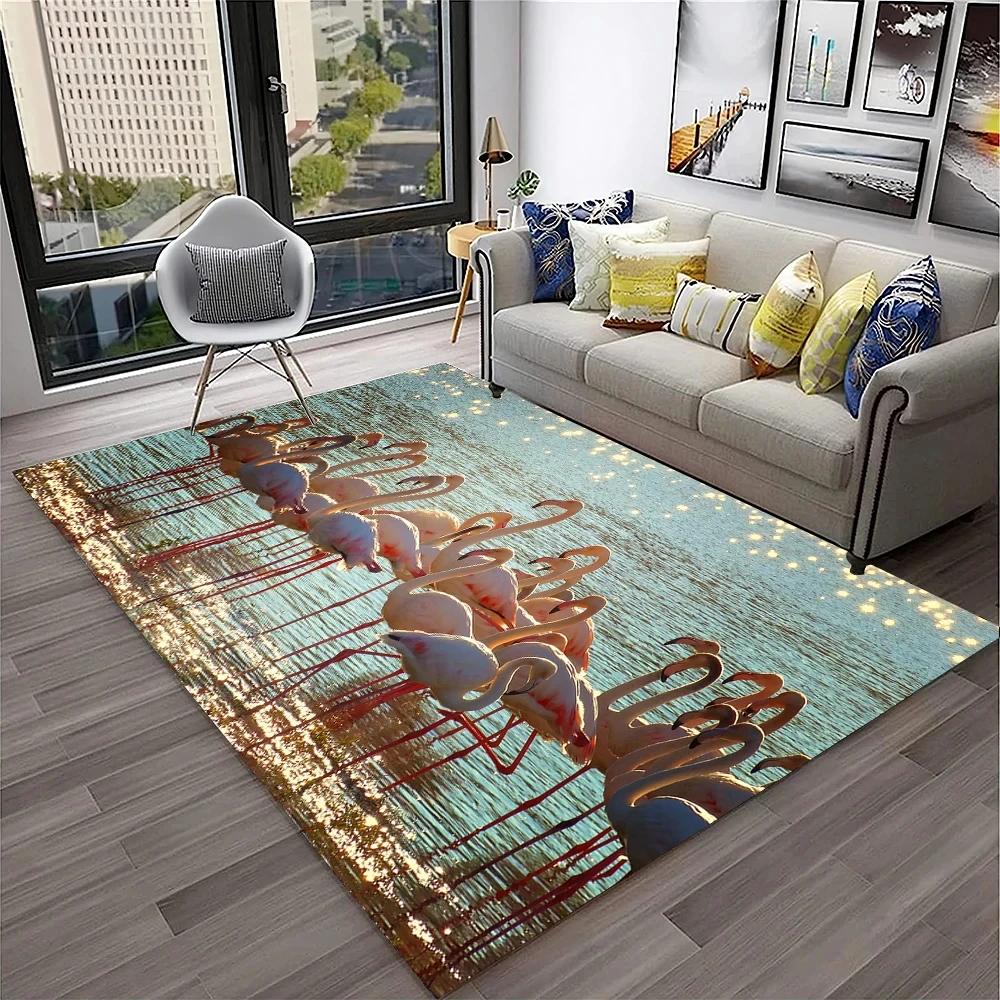 Flamingo Flower Tropical Leaves Pattern Carpet Floor Mat Non-slip Floor Mat Rug for Home Living Room Bedroom Sofa Doormat Decor
