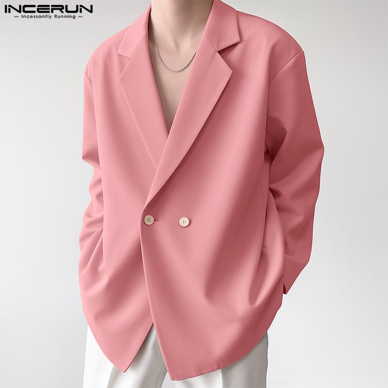 INCERUN Men Lapel Neck Long Sleeve One Buttons Casual Loose Thin Blazer Coats