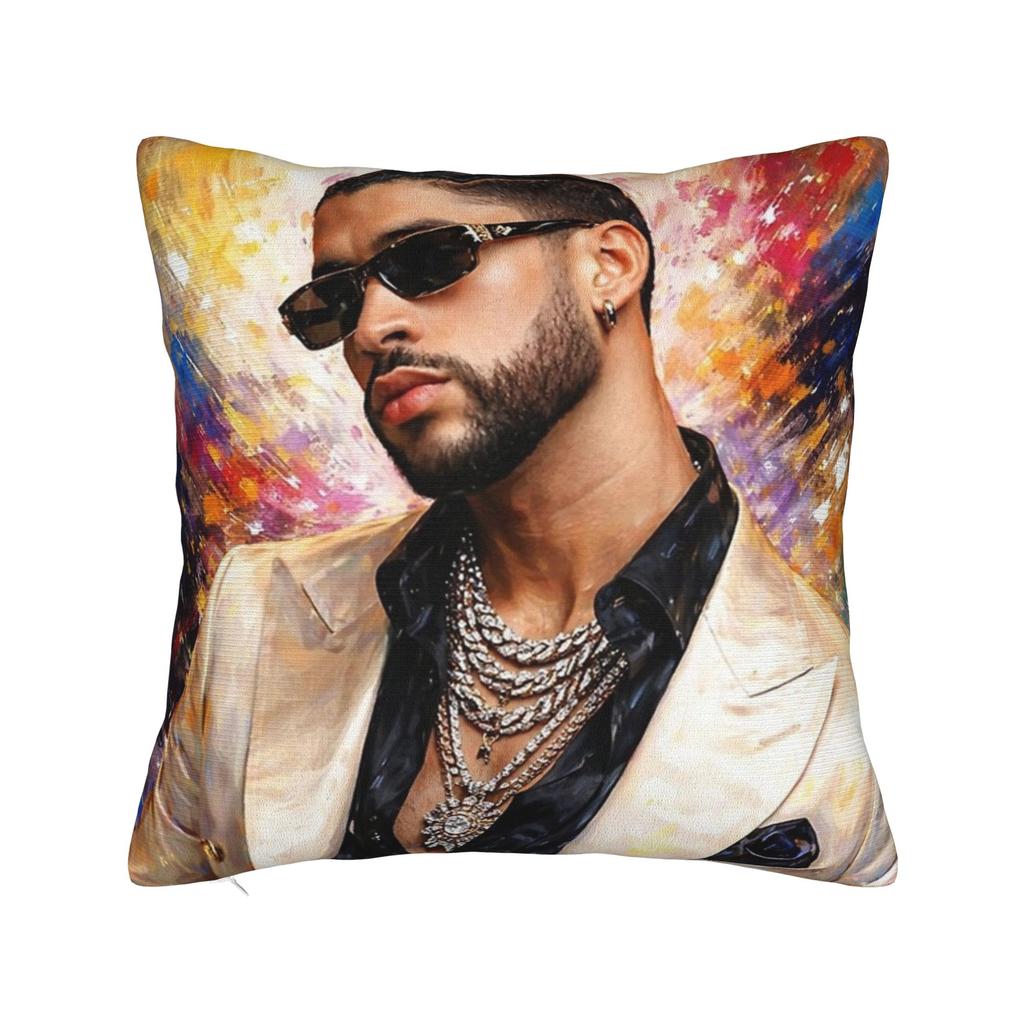 Singer Bad Bunny Pillowcase Doublesided Printing Polyester Cushion Cover Decorative Throw Pillow Case Cover Home