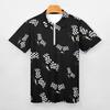 Black and White Sport Car Mens Zip Up Polo Shirts Casual Short Sleeve Golf Collared Shirt Slim Fit Tee Top