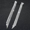 Shiny 4 Lines  Rhinestone Crystal Tassel Long Earrings for Women Wedding Party Hanging Dangle Earrings Bridal Brincos
