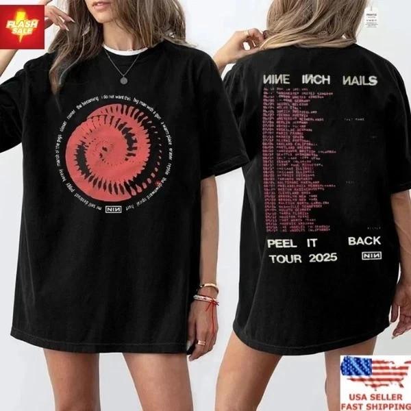 

Nine Inch Nails Tour 2025 NIN Red Spiral Peel It Back Band Reprint S-4XL Unisex T-Shirt XXXL