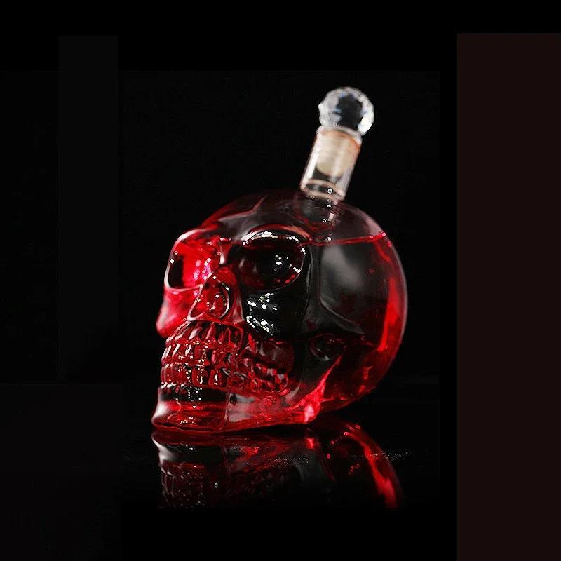 350-1000ml Creative Skull Glass Wine Bottle Whisky Wine Crystal Cup Transparent Drinking Drinkware Personality Bar Set Tool Gift