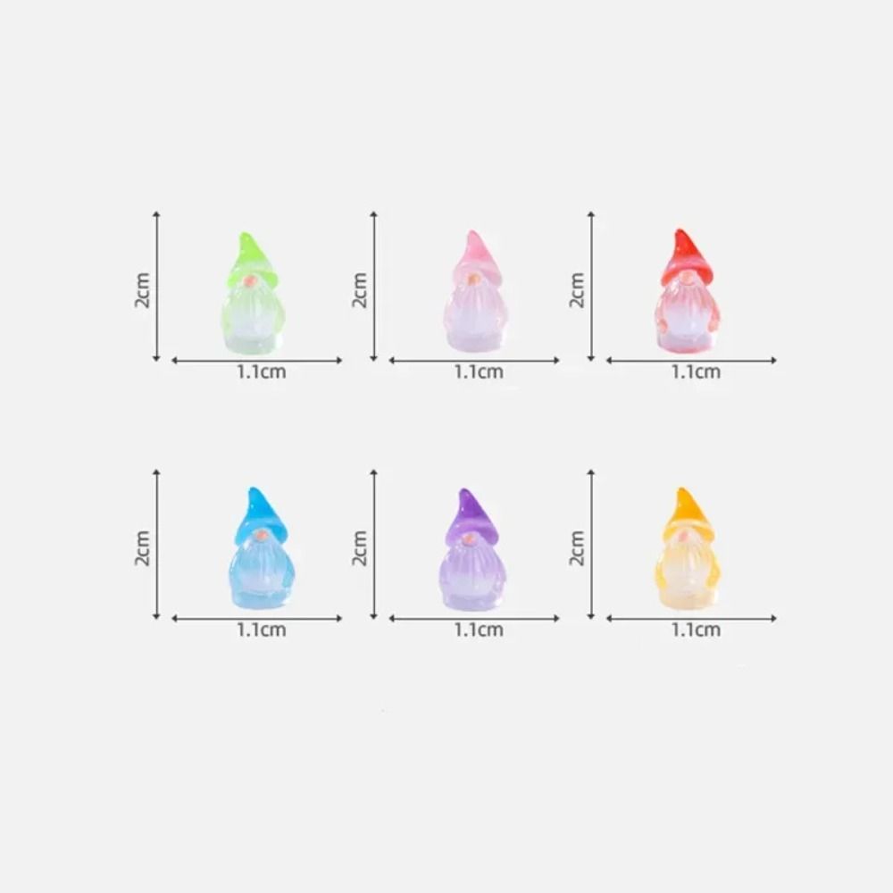 6pcs Tiny Mini Resin Gnomes Glow in The Dark Miniature Decor Fairy Garden Statues  Landscape Decor