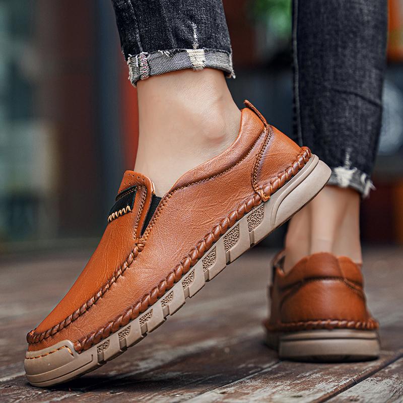 38-46 Men's Genuine Leather Shoes Spring and Autumn New Style Sports Running Shoes