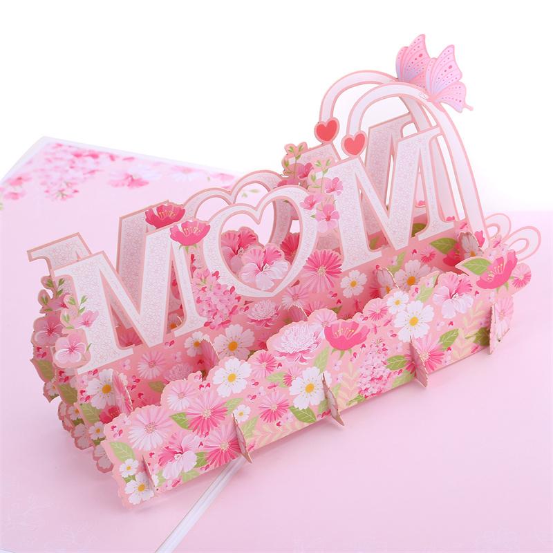 Regalo para el Día de la Madre Tarjeta de Felicitación Creativa 3D Gratitud Madre Postal Flores Bendición Tarjeta de Felicitación para la Madre