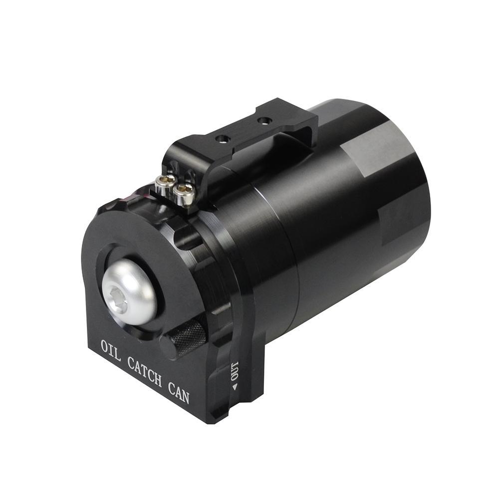 Universal Black Baffled Aluminum Oil Catch Tank Can Reservoir Tank with 11mm/15mm Fittings and Oil Dipstick
