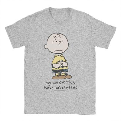 Charlie Brown Anxieties Snoopying T Shirt Men Women Cotton Vintage TShirts Round Neck Tees Short Sleeve Clothes Printed
