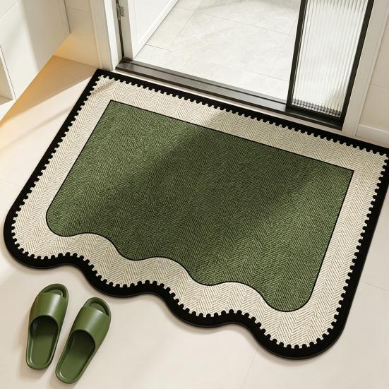 Bathroom Door Mat Super Absorbent Bath Mat Retro Bathroom Rug with Anti-Slip Bottom Diatomaceous