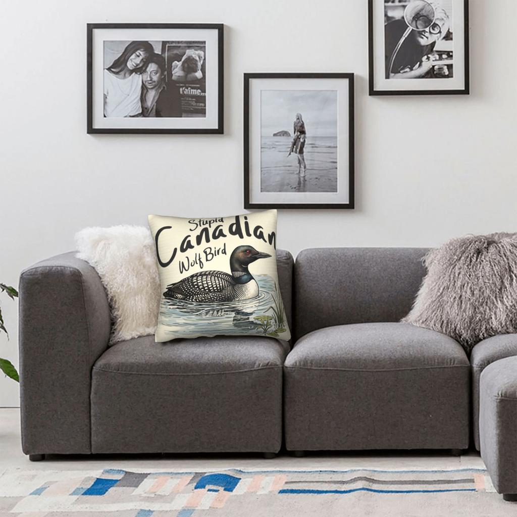 Pillow Cover Stupid Canadian Wolf Bird Says Ice Out Vintage Pillow Case For Sofa Home Decor Pillowcases