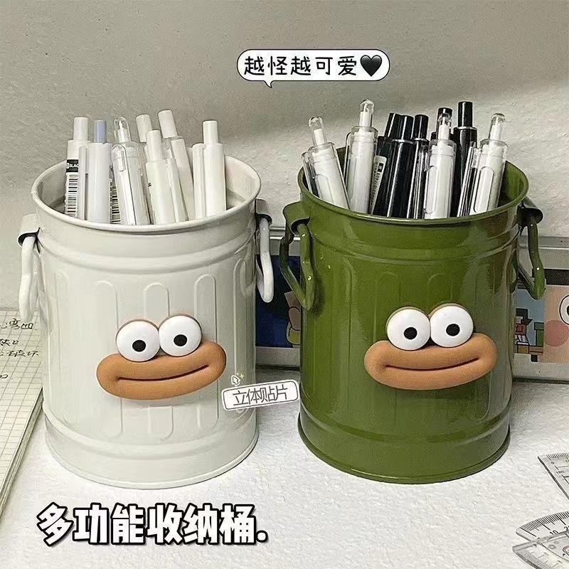 2 Pack Large Capacity Pencil Holder for Student Desk, Big Mouth Pencil Cup Storage, Matcha Green and Cream