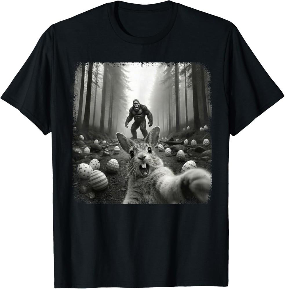 

Bunny Selfie with Bigfoot Funny Easter Shirts Men Women unisex TShirt Unisex T-Shirt XXXL