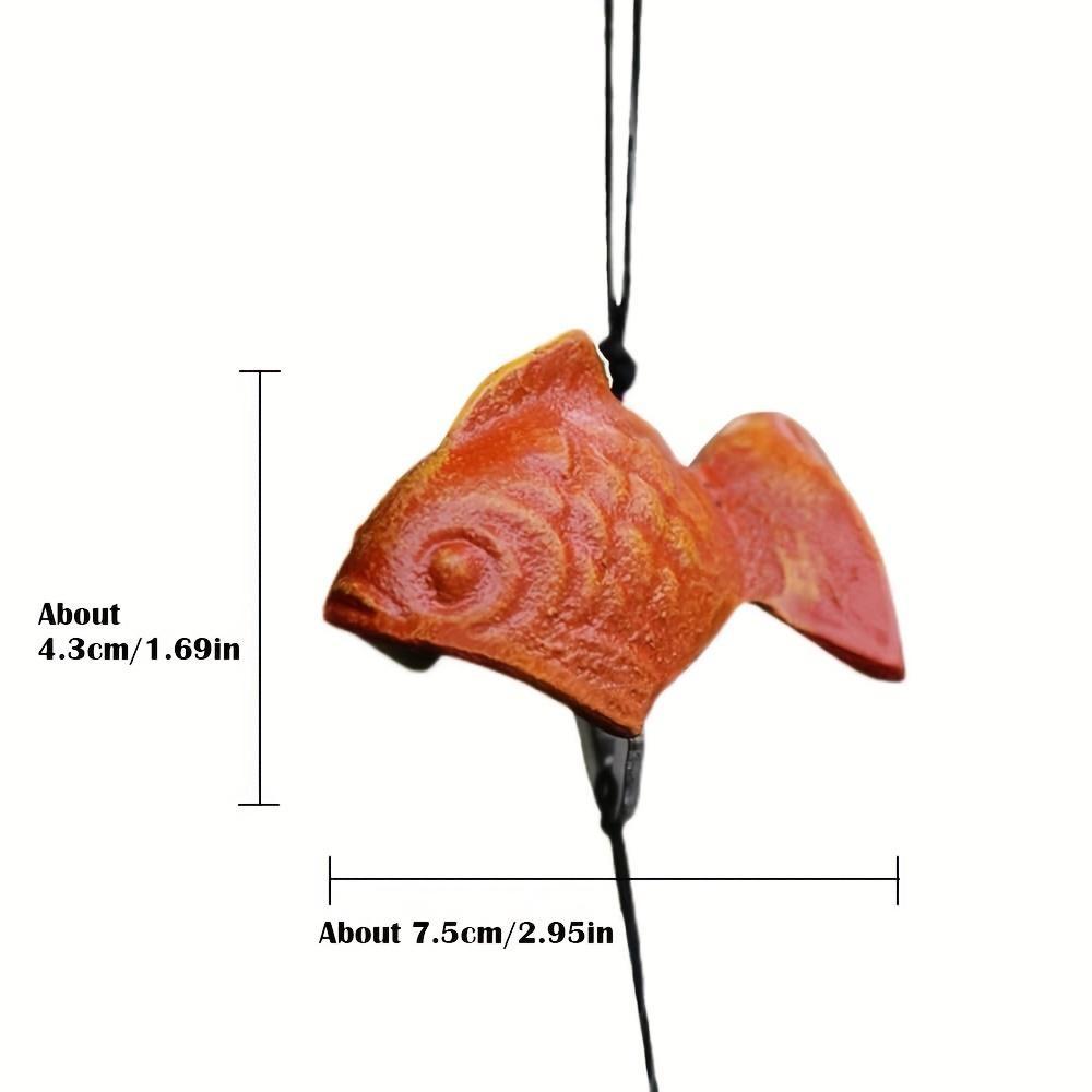

Cast Iron Japanese Koi Fish Wind Chime, Small Outdoor Feng Shui Temple Bell, Garden, Lawn, Patio Decor, Battery-Free, No Power Needed 1pc оранжевый