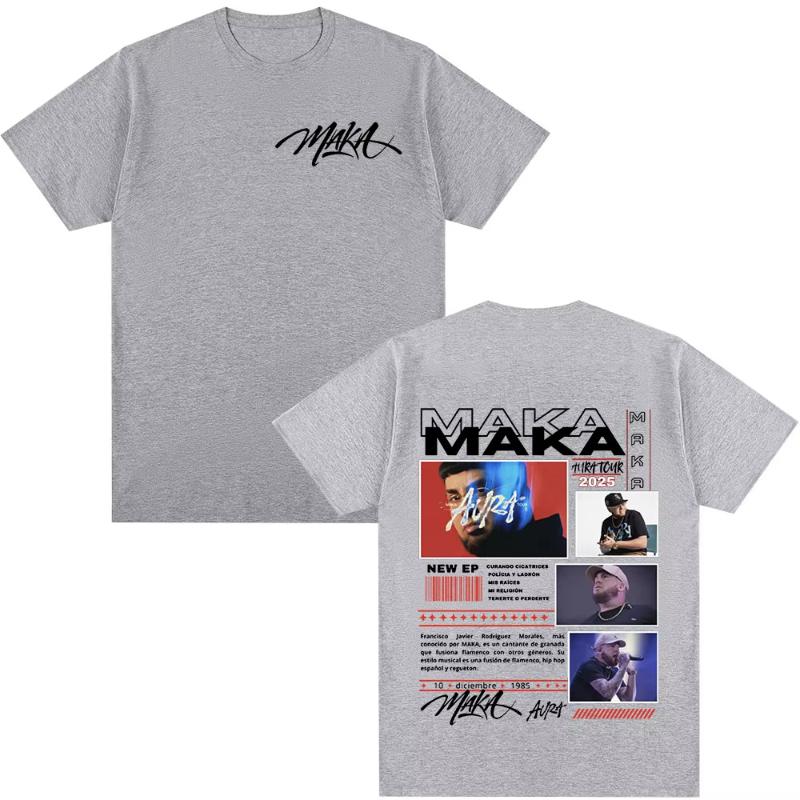 Rapper Maka Aura 2026 Tour Merch T Shirts Men Women Fashion Vintage Street Tshirt Casual Short Sleeve T Shirt Streetwear