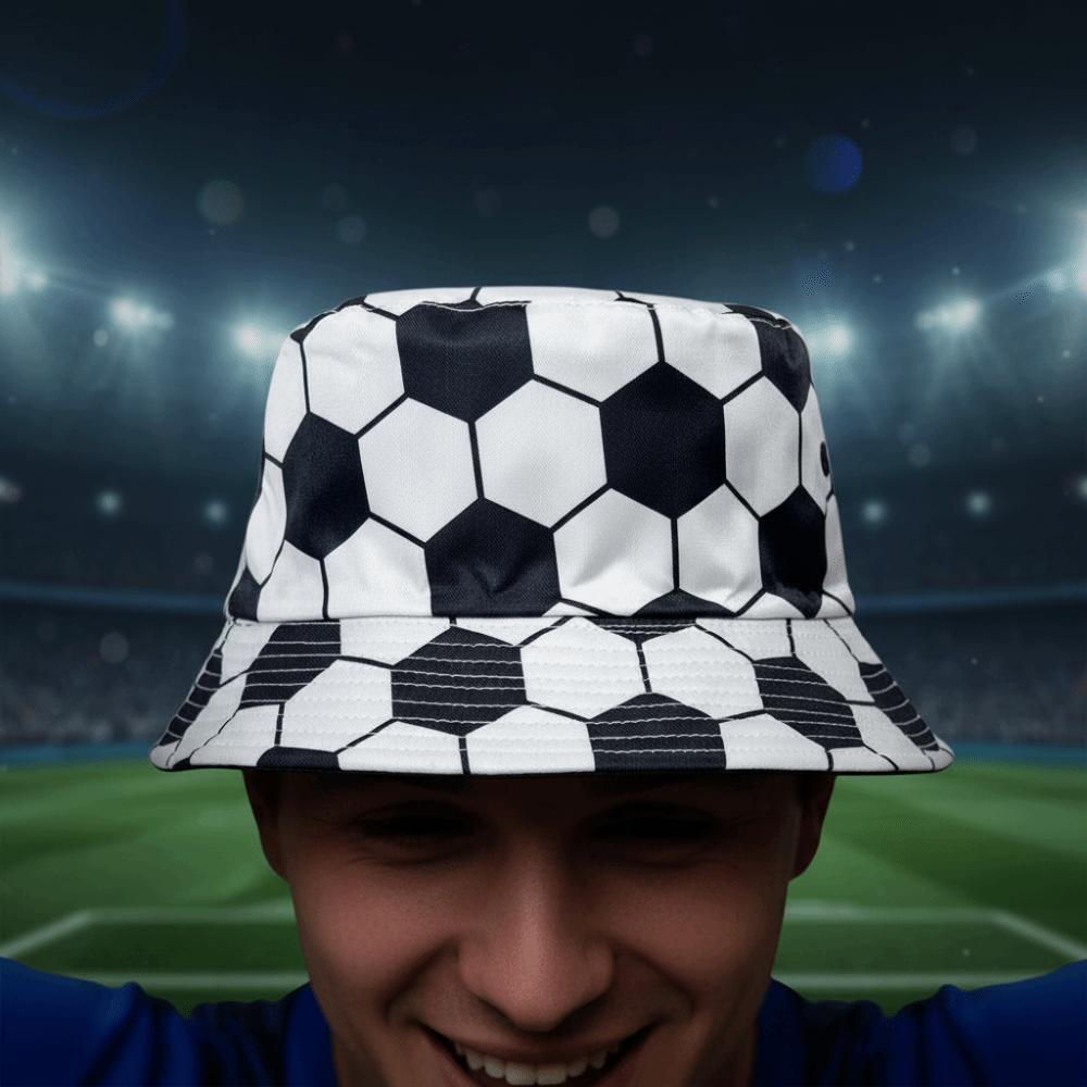 Folding Soccer Pattern Bucket Cap Korean Style Football Fisherman Hat Sunscreen Basin Cap Work