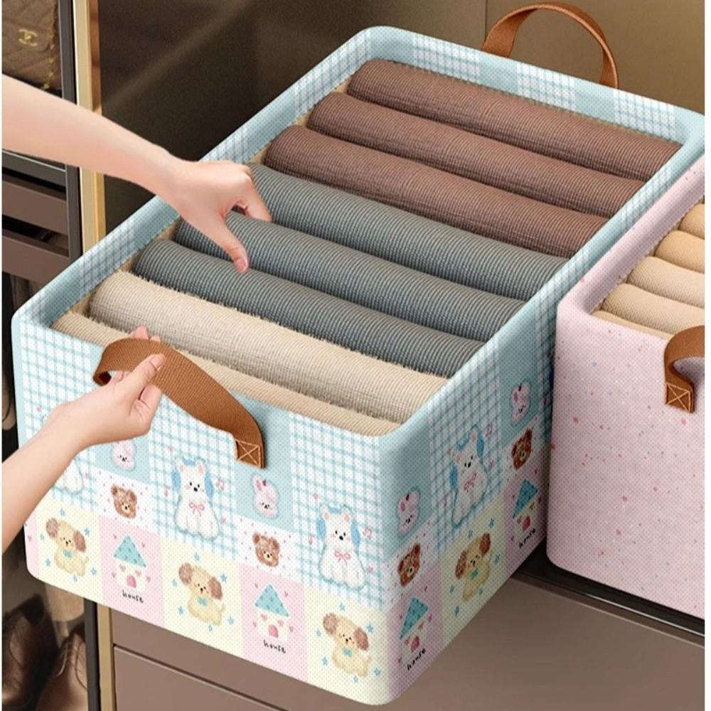 New Cute Cartoon Printed Clothes Storage Box Portable Foldable Closet Organizer Bag Multi-function Wardrobe Organizer Household