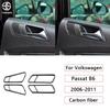 For VW Volkswagen Passat B6 2006-2011 Door Handle Frame Trim Cover Parts Soft Real Carbon Fiber Sticker Car Interior Accessories