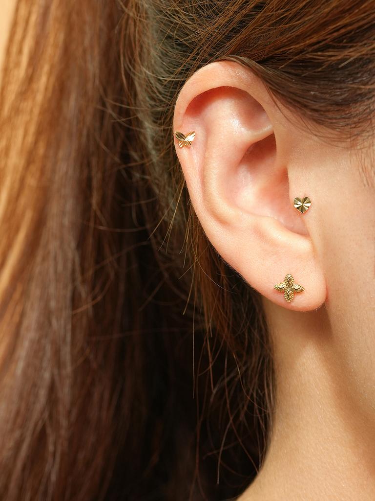 Minimalpiercing 14K Pinwheel Flower Piercing Earrings