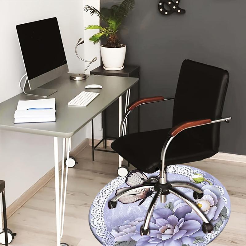 

1pc Butterfly and Flowers on Lace Background Round carpet, Perfect for Decorating Chairs, Living Rooms, Or Bedrooms, for Living Room.133 80cm by 80cm