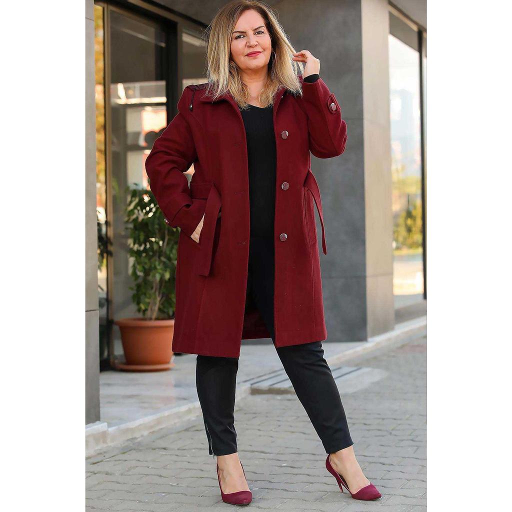 burgundy coat plus size