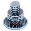 12Pcs/Set Dark Blue Dot Dinnerware Household Cup Salad Bowl Plate for Home Restaurant