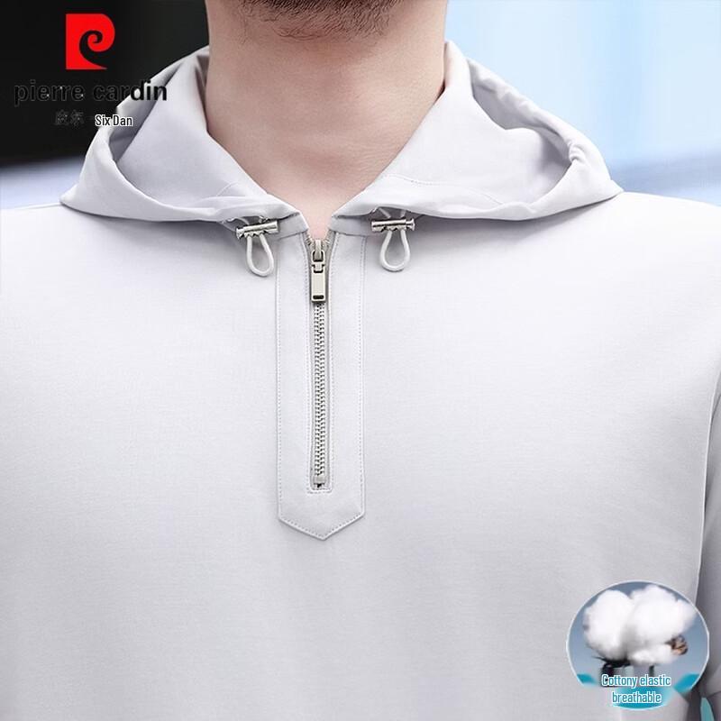 Pierre Cardin Men's Summer Hooded Half-Zip Short Sleeve T-Shirt