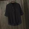 Plus Size Women White Loose Casual Round Neck Three Quarter Sleeve Shirt
