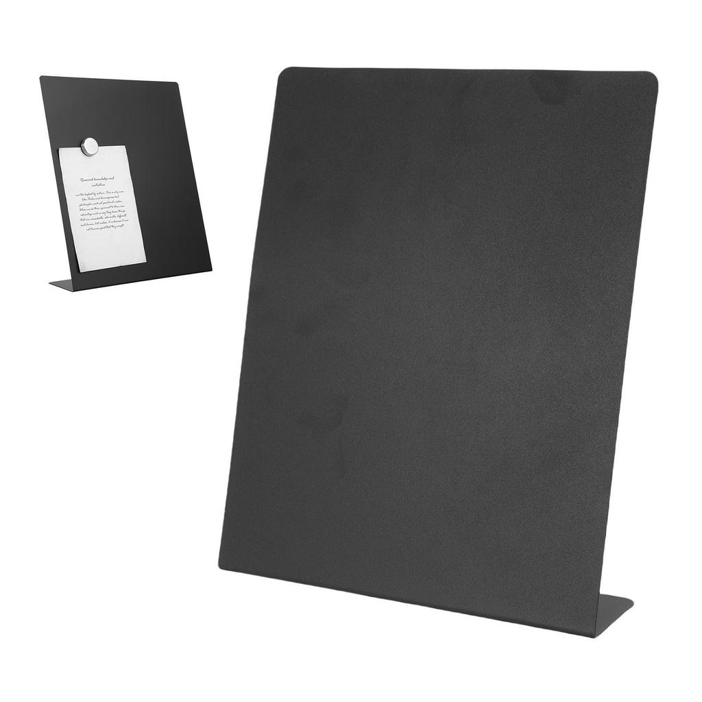 Magnetic Bulletin Board Black Magnetic Metal Tabletop Memo Display Board for Home School Kitchen