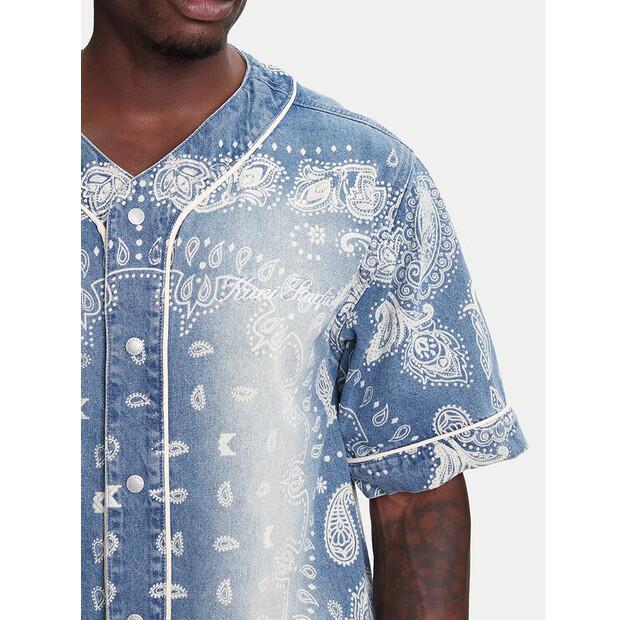 Karl Kani Paisley Denim Baseball Shirt