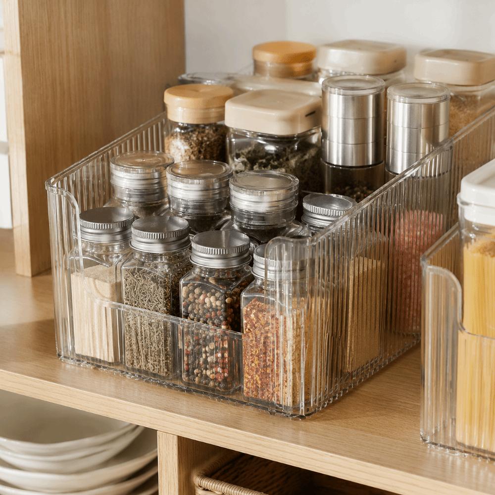 Multi-Purpose Large Capacity Storage Container Removable Dividers Stackable Display Rack Transparent Organizing Box Makeup