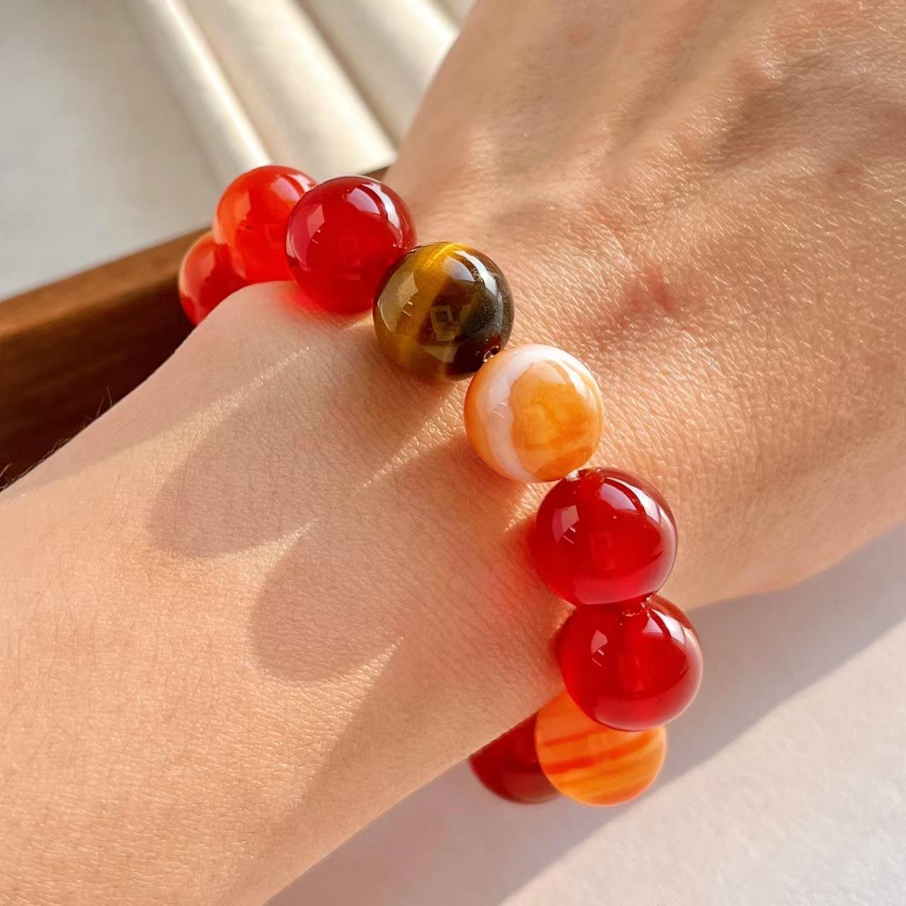 10Mm High Quality Natural Chalcedony Agate Tiger S Eye Stone Bracelet Bracelet