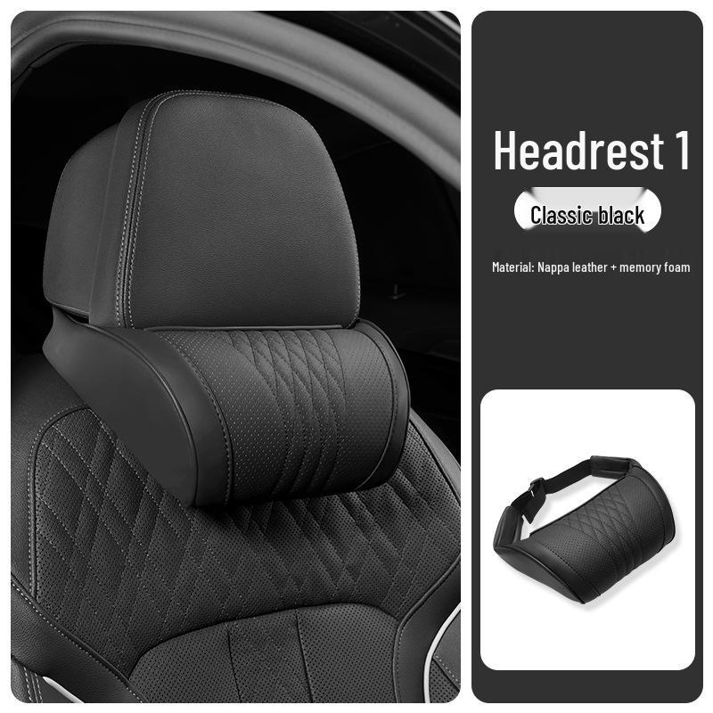 Luxurious Nappa Leather Neck Pillow for Maybach & Toyota Car Seats – Year-Round Comfort