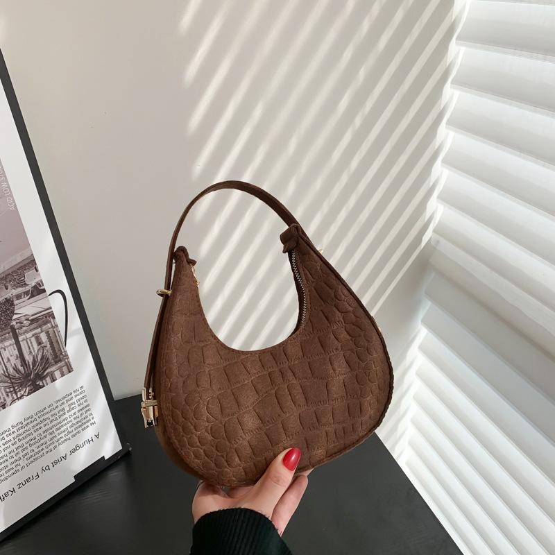 Solid Color Temperament Women's Bag Trend Winter New Stone Pattern Armpit Bag Casual Shoulder Handbag