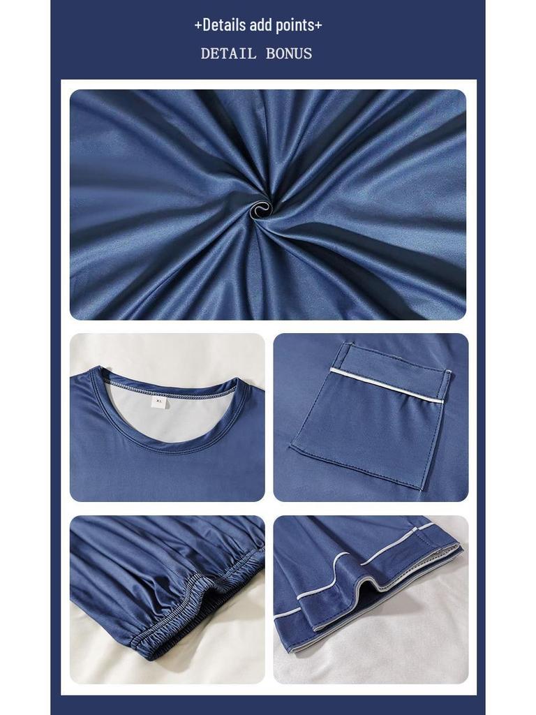 High-End Trendy Men's Long-Sleeve Cotton-Style Casual Pajamas, Youth Large, Loose & Comfortable Home Wear