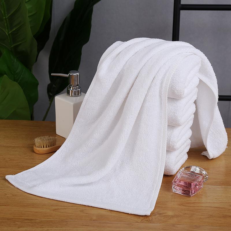 Five-Star Hotel Quality Pure Cotton Bath Towel Thickened Oversized Solid White Color Knitted Washcloths for Swimming Bathing