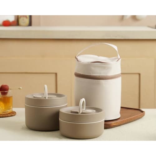 Thermos Insulated Soup Lunch Box, Vacuum Insulated, Large Capacity 2-, 3-, or 4-Tier Lunch Jar, Includes Dinnerware and Storage Bag, Stainless Steel,