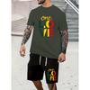New Summer Daily Casual Men's T-shirt Outdoor Sports Men's Shorts One Love Monogram Printed Men's Short Sleeve Shorts Set