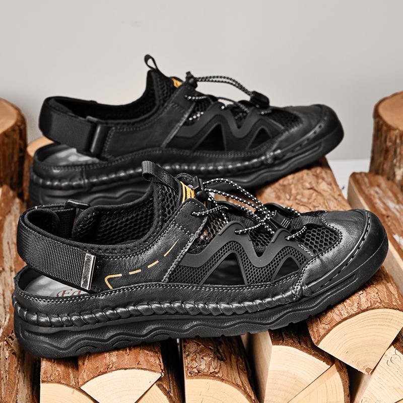 

Новые мужские сандалии Летние дышащие сетчатые сандалии Мужские уличные повседневные легкие пляжные сандалии Модные большие 39-46 39 чёрный